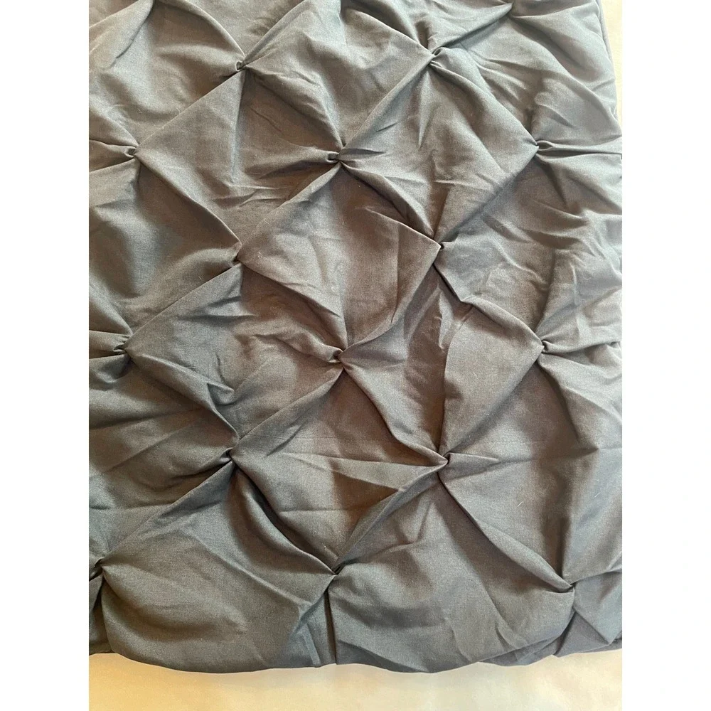 Chezmoi Collection Navy Blue Pintuck Pillow Shams Set of 2 King Size 20x36